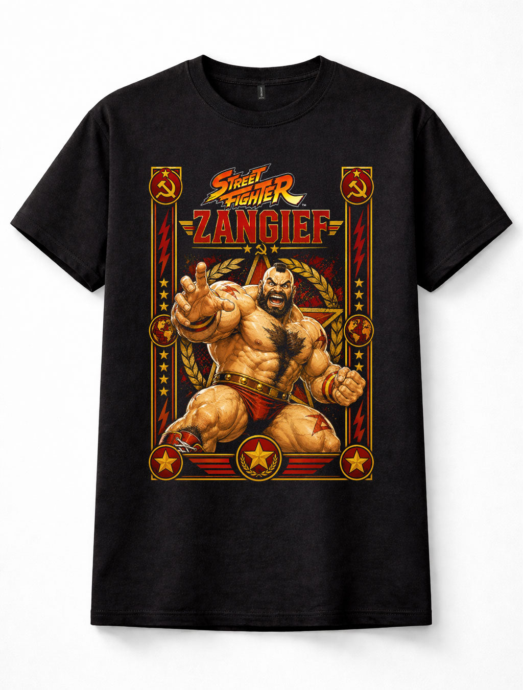 Street Fighter Zangief Red Cyclone Capcom Wrestling Game Black Unisex T-Shirt