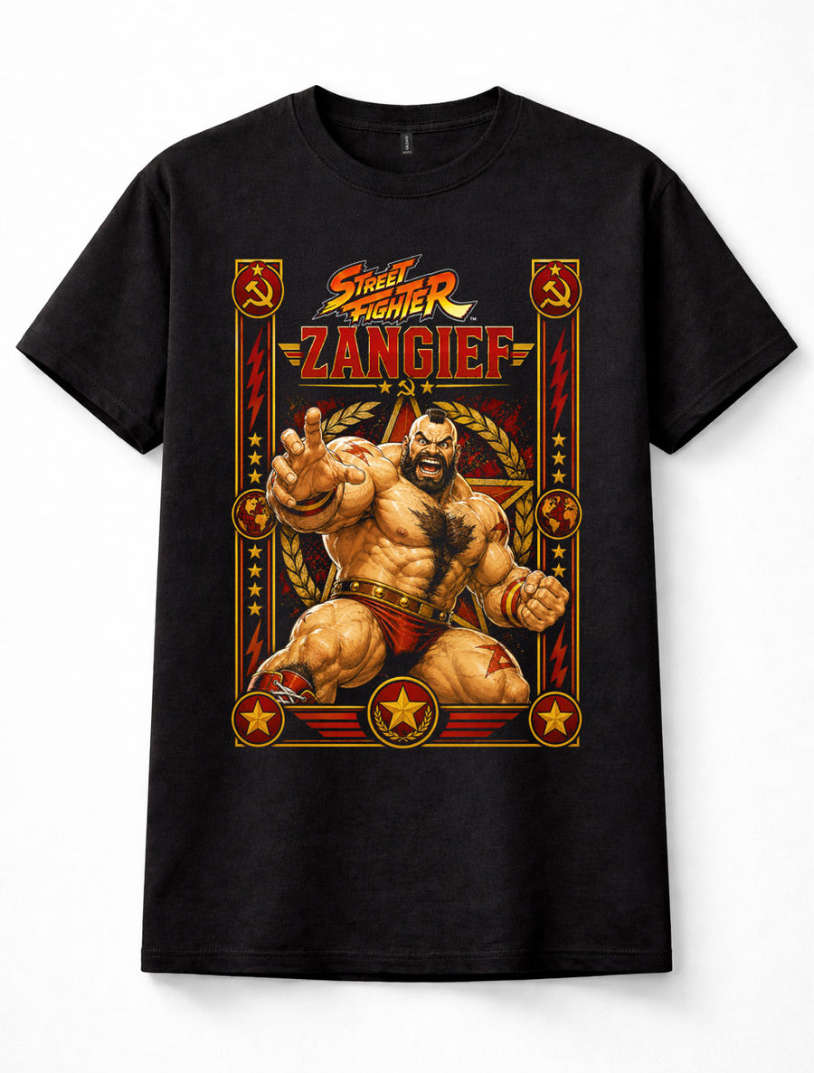 Street Fighter Zangief Red Cyclone Capcom Wrestling Game Black Unisex T-Shirt