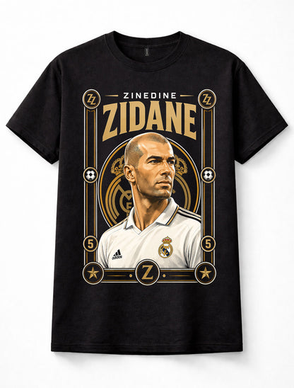 Zinedine Zidane Real Madrid Number 5 France Football Legend Black Unisex T-Shirt
