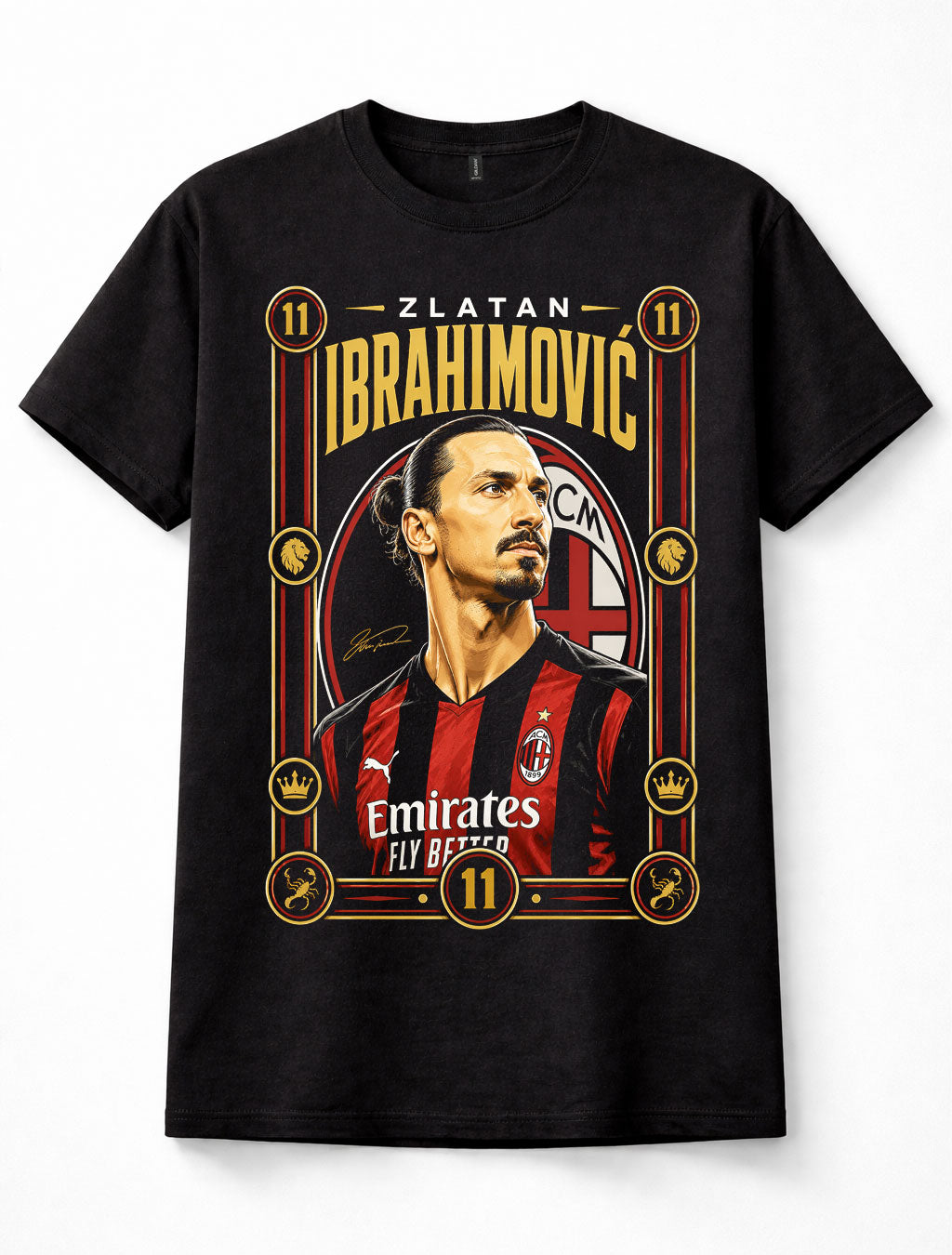 Zlatan Ibrahimovic AC Milan Number 11 Sweden Football Legend Black Unisex T-Shirt
