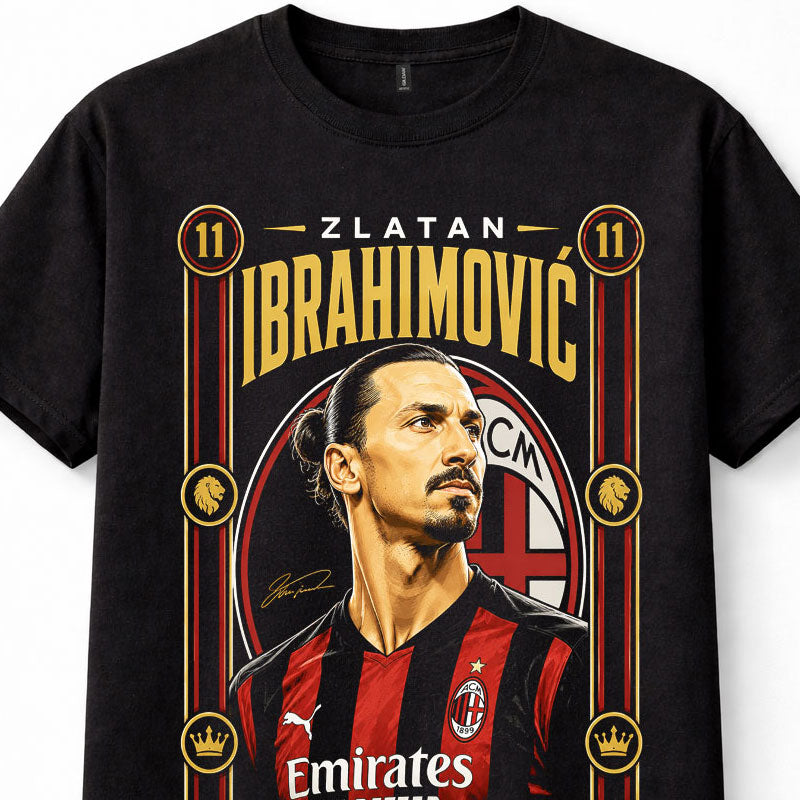 Zlatan Ibrahimovic AC Milan Number 11 Sweden Football Legend Black Unisex T-Shirt