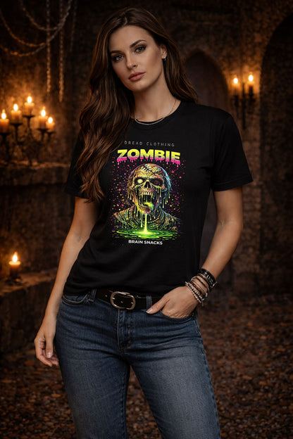 Zombie Brain Snacks Unisex Toxic Gothic Undead Horror Graphic T-Shirt