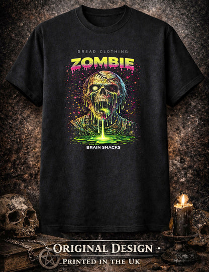 Zombie Brain Snacks Unisex Toxic Gothic Undead Horror Graphic T-Shirt